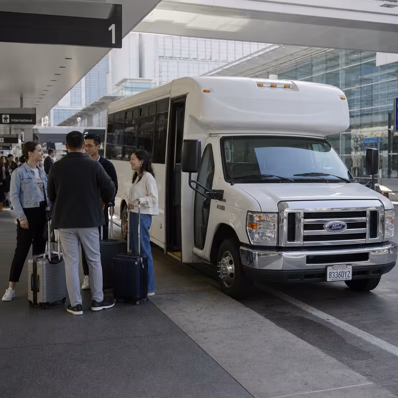Black Mercedes Sprinter van staged for an Fremont Airport Transportation group