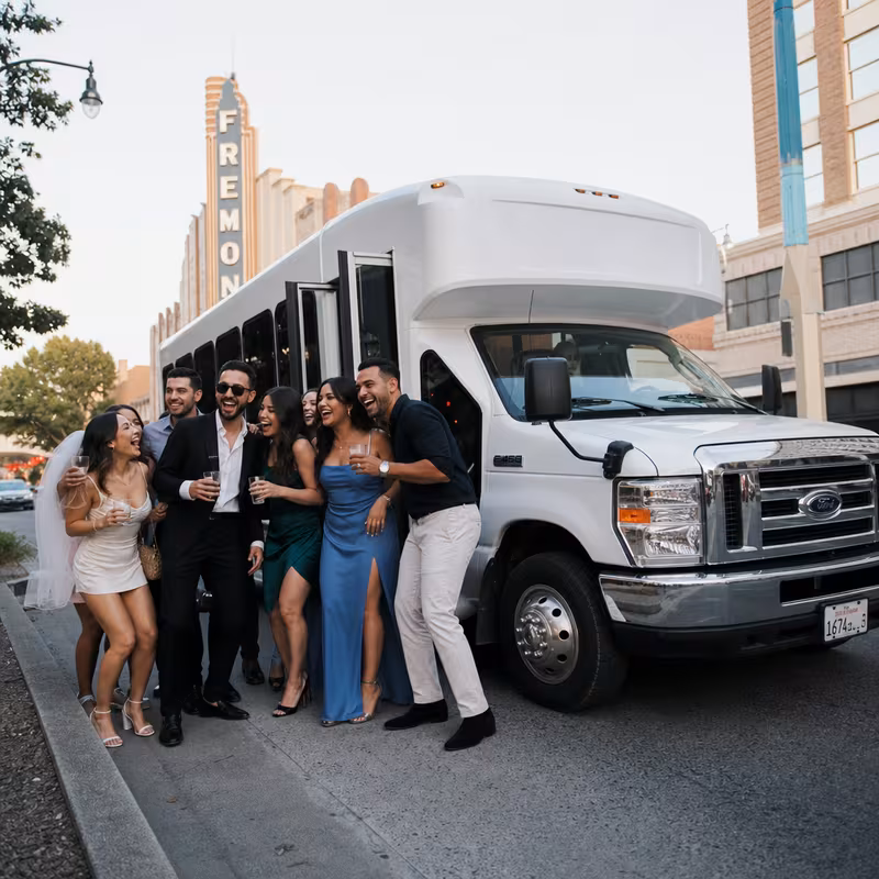 Black Mercedes Sprinter van staged for an Fremont Bachelor & Bachelorette Transportation group