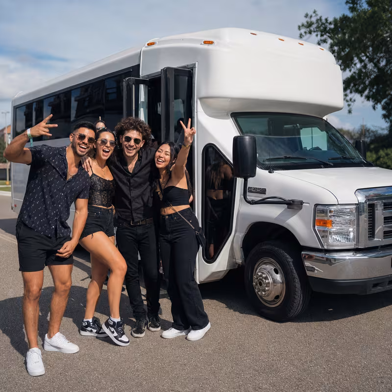 Black Mercedes Sprinter van staged for an Fremont Concert Transportation group