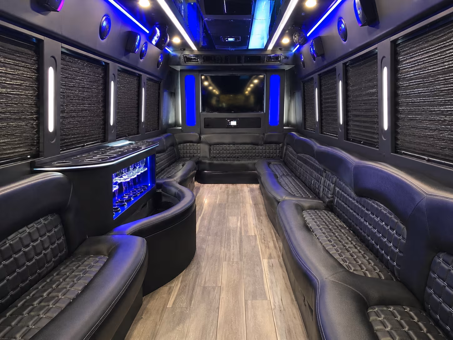 Fremont Birthday, Sweet 16, & Quinceañera Transportation party bus interior