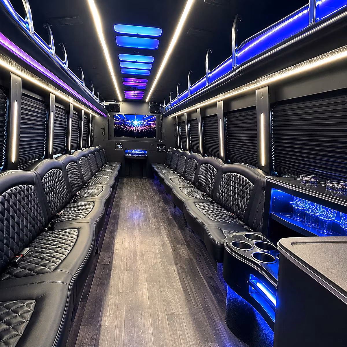 Fremont Sporting Event Transportation party bus interior